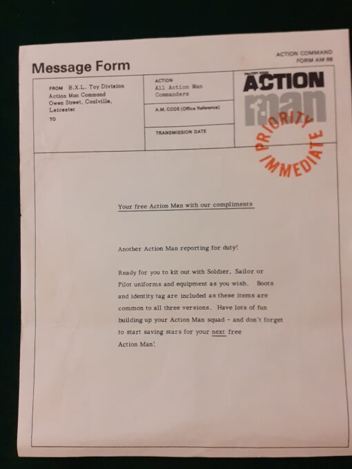 Action Man Message Form AM 66 - Army Group 1944 Militaria